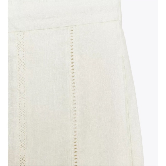 Zara 100% linen drawstring pants ladder stitch - Picture 3 of 10